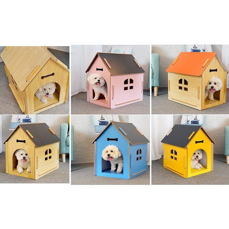 Dreamsoule 犬ハウス 木目調 犬小屋 ペットハウス 猫ハウス 猫ベッド 室内用 ペットベッド 窓あり 寝床 組み立て簡単 小型犬