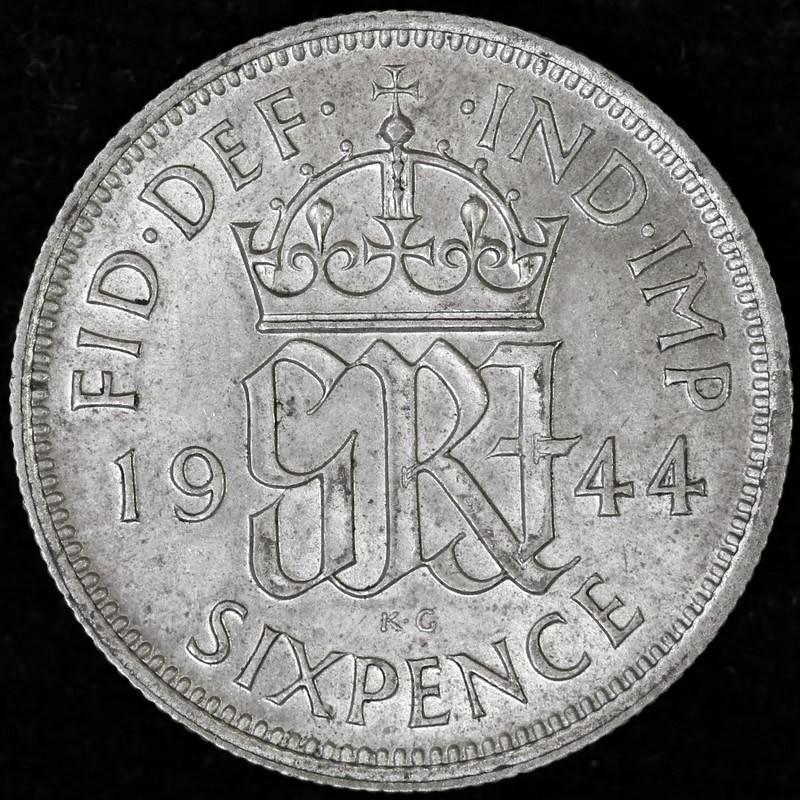 イギリス ジョージ6世 1944年 6ペンス銀貨 : エルズコレクション