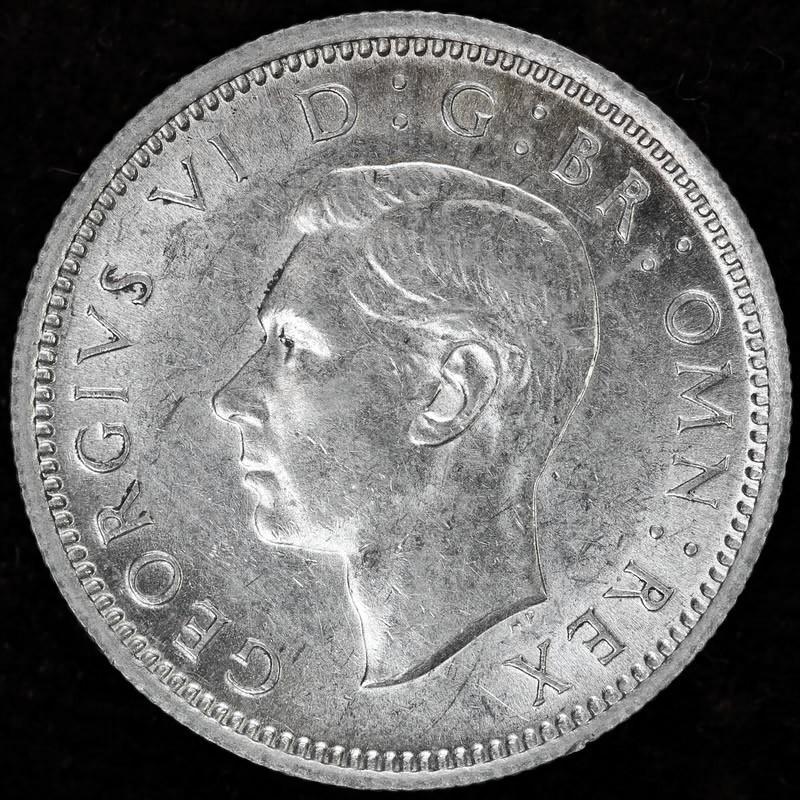 イギリス　ジョージ6世　1945年　6ペンス銀貨｜lunatrading