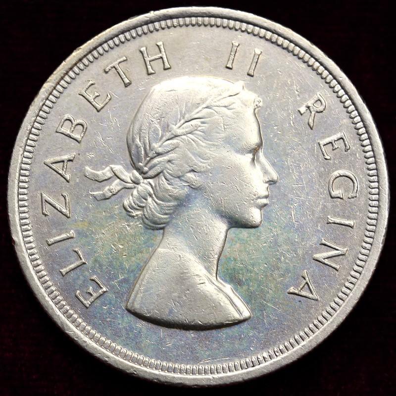 南アフリカ 1953年 5シリング 大型銀貨 エリザベス : エルズ