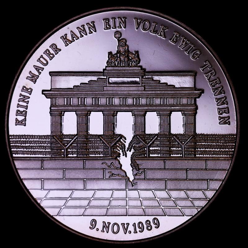 ドイツ 1989年 ベルリンの壁崩壊 記念 純銀メダル プルーフ : エルズ