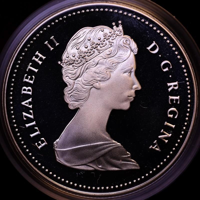カナダ 1986年 カナダ太平洋鉄道開通100周年記念 1ドルプルーフ銀貨