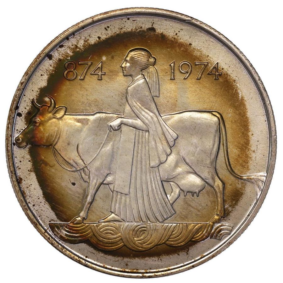 アイスランド 1974年 500クローナ 大型銀貨 1100周年記念 アイスランド建国1100周年