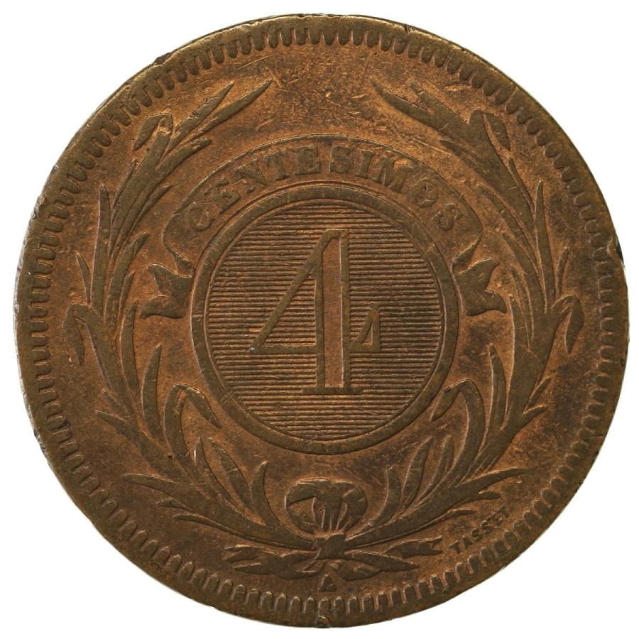 ウルグアイ 1869年 4センテシモ 大型青銅貨 : エルズコレクション