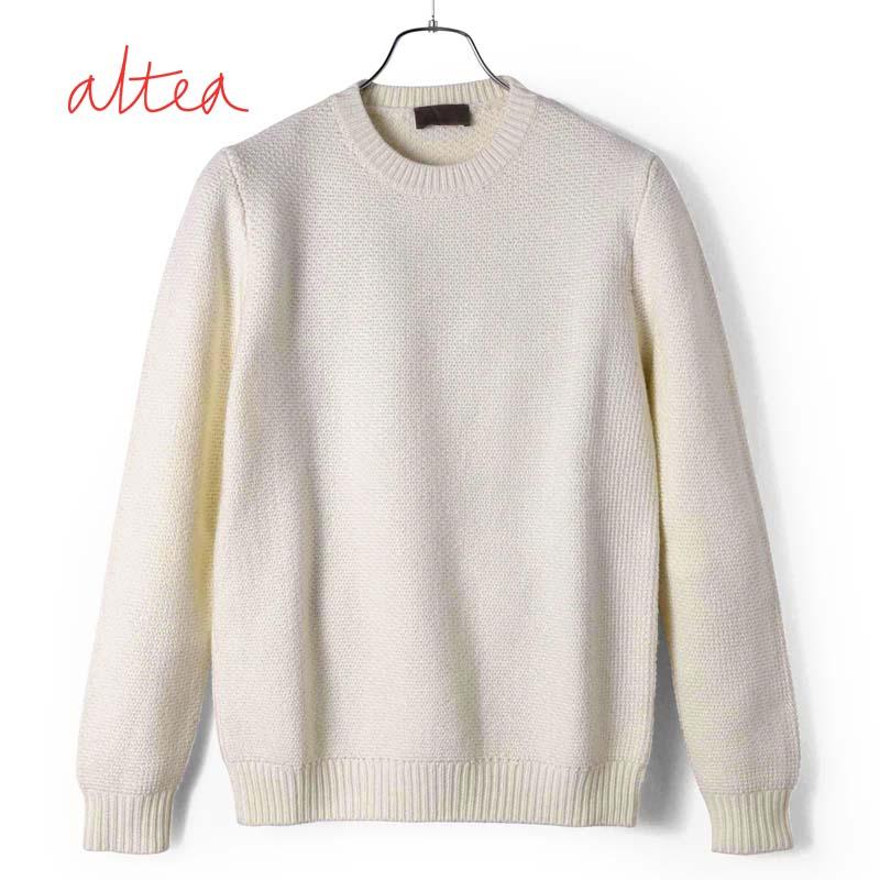 Altea altea / アルテア ウールパール編みミドルゲージクルーネック 