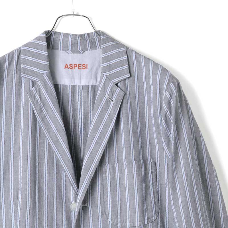 ASPESI（アスペジ） コットンシアサッカーストライプ柄シャツ 