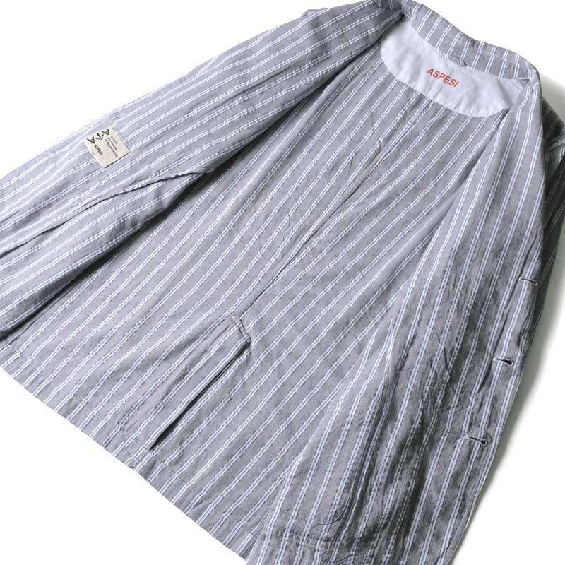 ASPESI（アスペジ） コットンシアサッカーストライプ柄シャツ