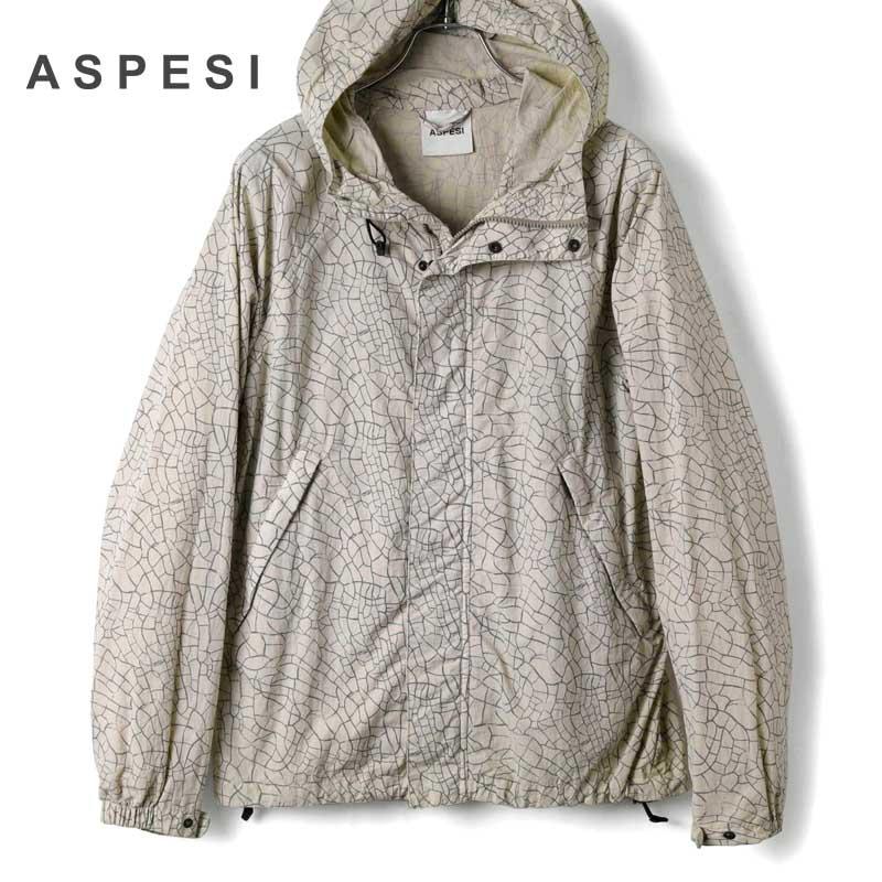 ASPESI（アスペジ） ナイロングログラン幾何学柄プリントジップアップ 