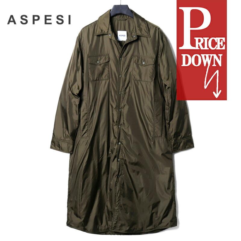 ASPESI（アスペジ） 中綿入り撥水ナイロンロングコート(4IV2/7961