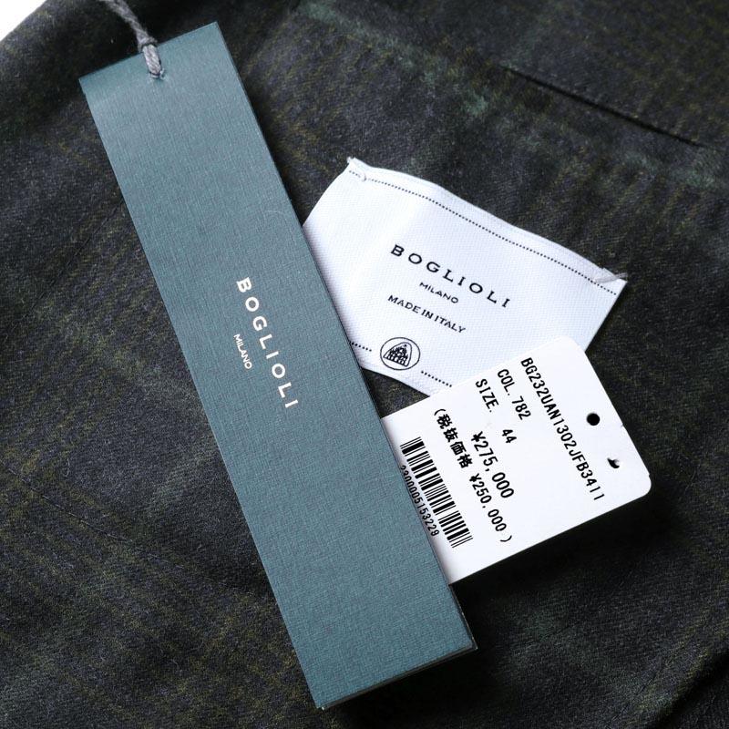 BOGLIOLI / ボリオリ ガーメントダイウールライトフランネルチェック柄2Bジャケット(K.JACKET) （ダークネイビー×グリーン×オリーブ）の画像