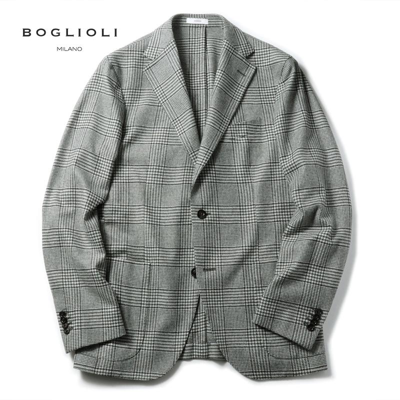 ボリオリ DOVER テーラードジャケット ダブルブレスト ウール チェック BOGLIOLI（ボリオリ）DOVERドーヴァー ウールポリエステルグレン