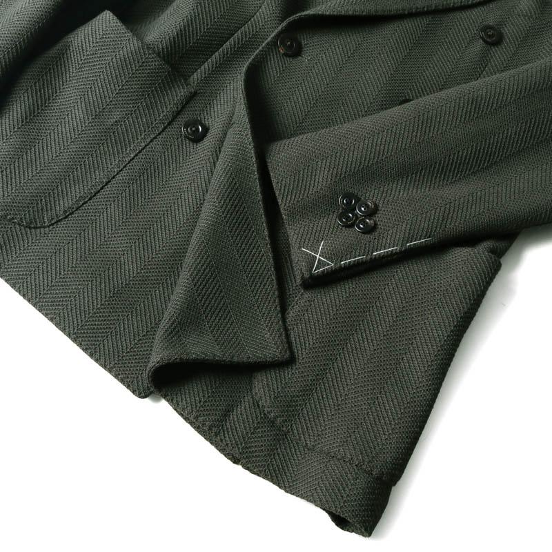 BOGLIOLI / ボリオリ ガーメントダイウールシルクコットンヘリンボーン6Bダブルジャケット(K.JACKET) （オリーブグリーン）の画像