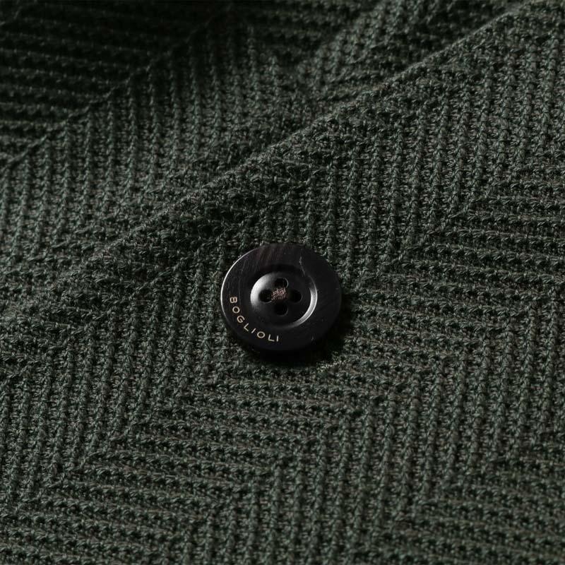 BOGLIOLI / ボリオリ ガーメントダイウールシルクコットンヘリンボーン6Bダブルジャケット(K.JACKET) （オリーブグリーン）の画像