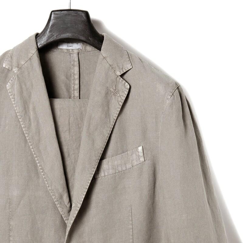 BOGLIOLI / ボリオリ ガーメントダイリネンポプリン3Bスーツ(COAT) （グレージュ）の画像