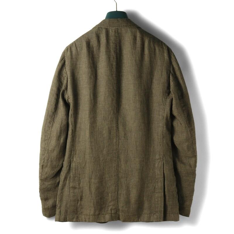 BOGLIOLI / ボリオリ 千鳥格子柄リネンサマーツイード3Bジャケット(COAT) （ブラック×ベージュ）の画像