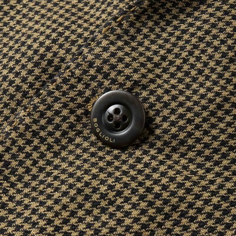 BOGLIOLI / ボリオリ 千鳥格子柄リネンサマーツイード3Bジャケット(COAT) （ブラック×ベージュ）の画像