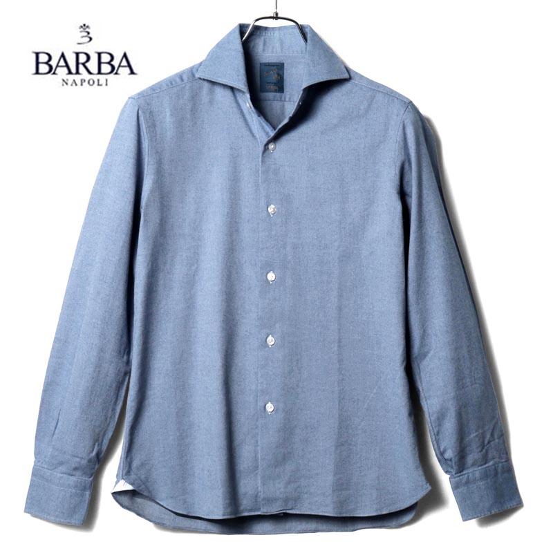 ☆DANDY LIFE☆ BARBA 長袖 シャツ ワイドカラー デニム 青 【公式通販】