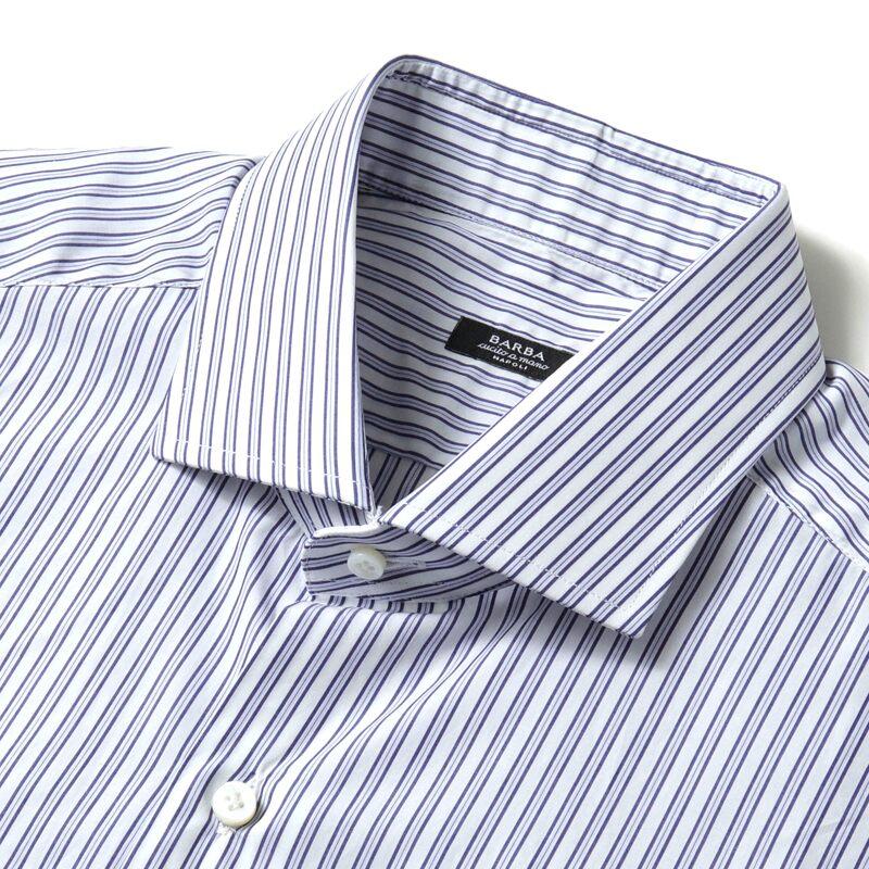 BARBA（バルバ） ストライプ柄コットンポプリンワイドカラーシャツ