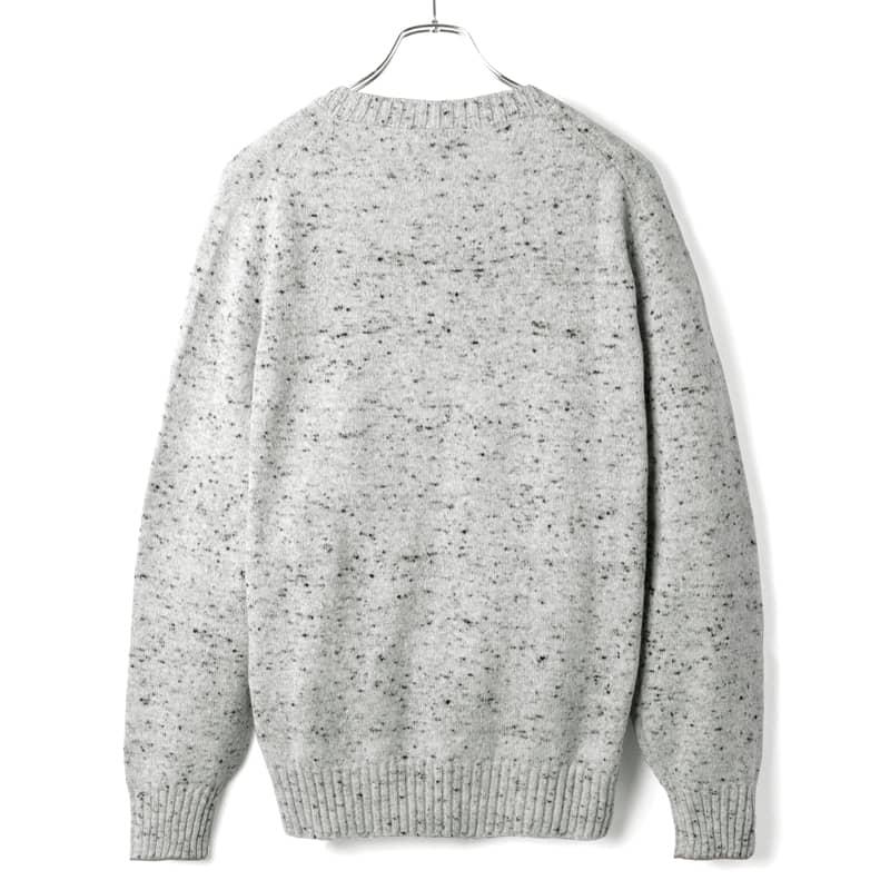 BRUNELLO CUCINELLI / ブルネロクチネリウールカシミヤナイロンメランジミドルゲージクルーネックニット(M4672300)（ホワイト×ブラック×グレー）の画像