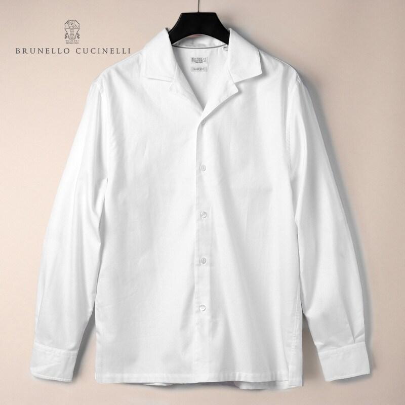BRUNELLO CUCINELLI(ブルネロクチネリ) 七分袖シャツ サイズM メンズ - 白 BRUNELLO CUCINELLI（ブルネロクチネリ） コットンロイヤルツイル