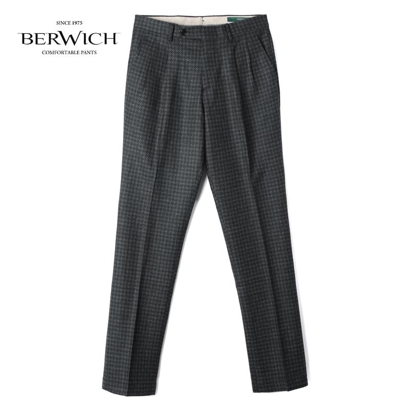 BERWICH / ベルウィッチ ウールフランネル千鳥格子柄2プリーツパンツ 