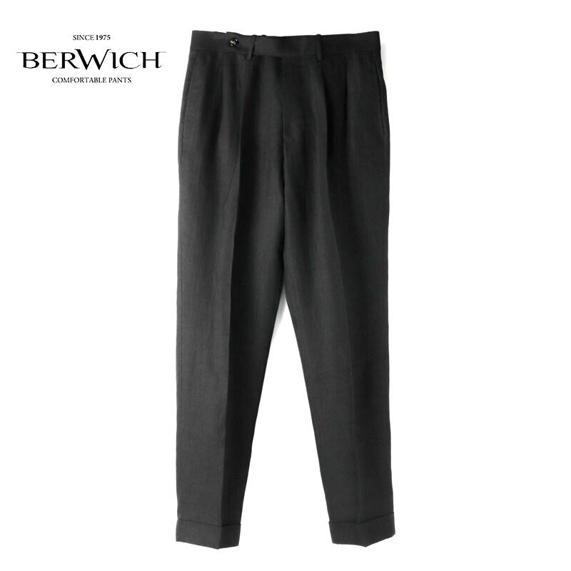 BERWICH（ベルウィッチ） リネンヘリンボーン2プリーツワイドパンツ 