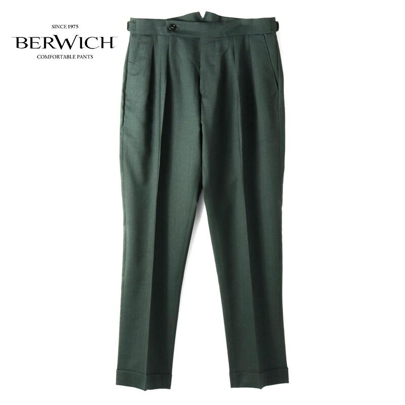 BERWICH SCOTCH 46 ダークグリーン 2プリーツ BERWICH SCOTCH 46 ダークグリーン 2プリーツ ベルウィッチ 春夏