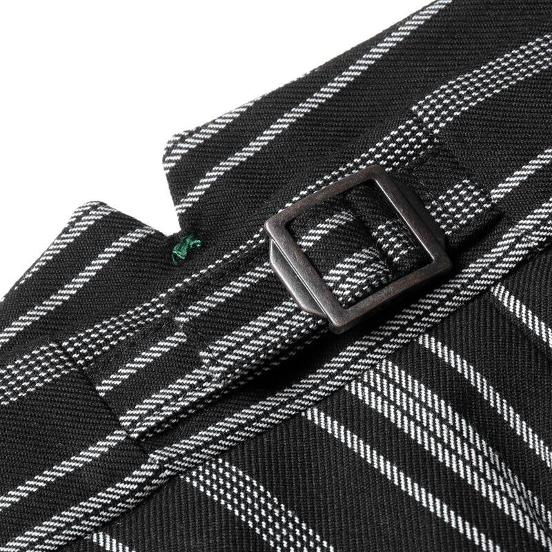 BERWICH / ベルウィッチ マルチストライプ柄コットンジャカードサイドアジャスター付き2プリーツパンツ(SCOTCH/SB1087) （ブラック×ホワイト）の画像