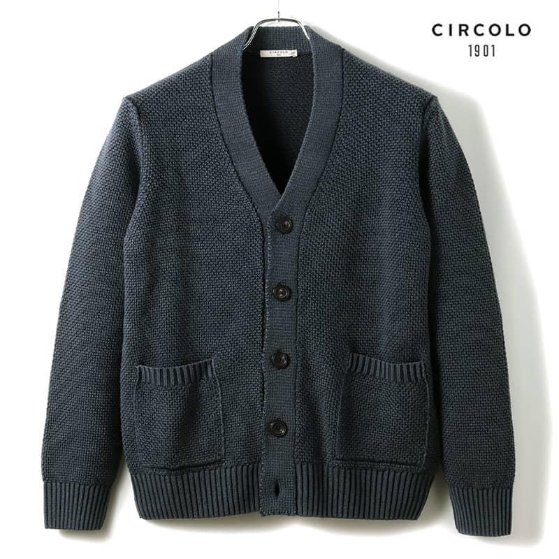 CIRCOLO 1901（チルコロ 1901） 製品染めウール鹿の子編みミドルゲージ 