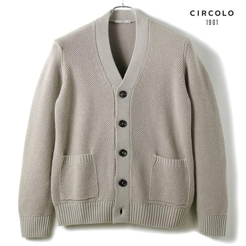 CIRCOLO 1901（チルコロ 1901） 製品染めウール鹿の子編みミドル