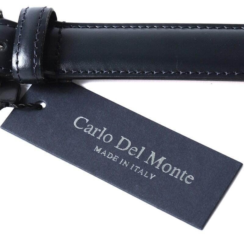 Carlo Del Monte / カルロデルモンテ カーフポリッシュドレザーナローベルト(J002-01) （本体：ネイビー バックル：シルバー）_8