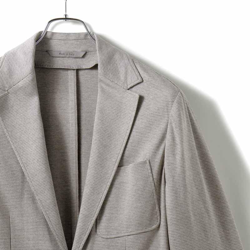 CANALI / カナーリ コットン千鳥格子柄ジャージー2Bジャケット(JJ02698/J0146A) （オフホワイト×グレイッシュブラウン）の画像