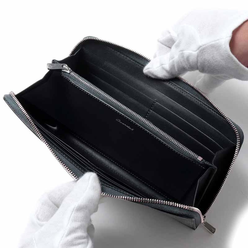 依頼品】UKブライドルレザー バーミンガム ロングウォレット 三つ折 青