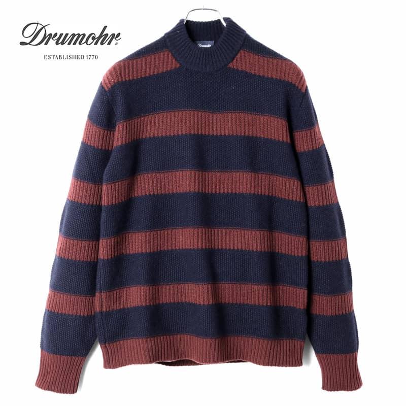 DRUMOHR Drumohr / ドルモア 鹿の子編み×リブ編み切替しボーダー柄 