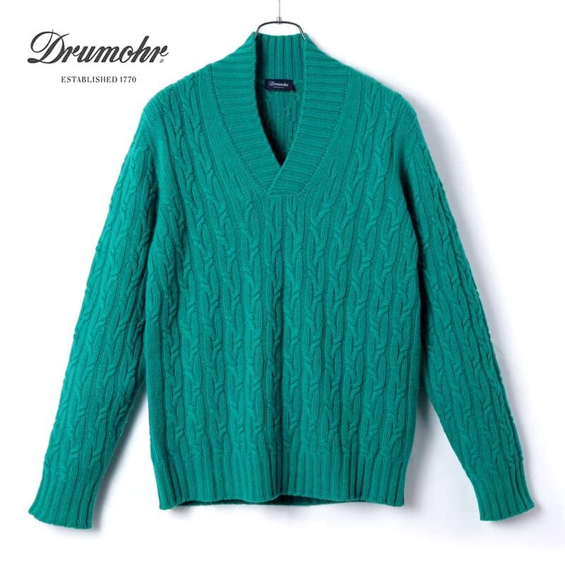 DRUMOHR（ドルモア） ケーブル編みカシミヤミドルゲージシームレスV 