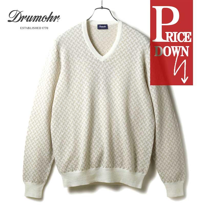 DRUMOHR Drumohr / ドルモア ビスコッティ柄コットンリネンハイゲージV 