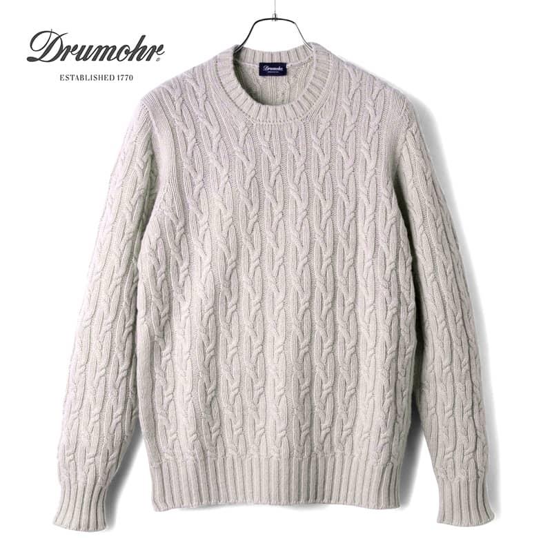 DRUMOHR Drumohr / ドルモア ケーブル編みカシミヤミドルゲージ 