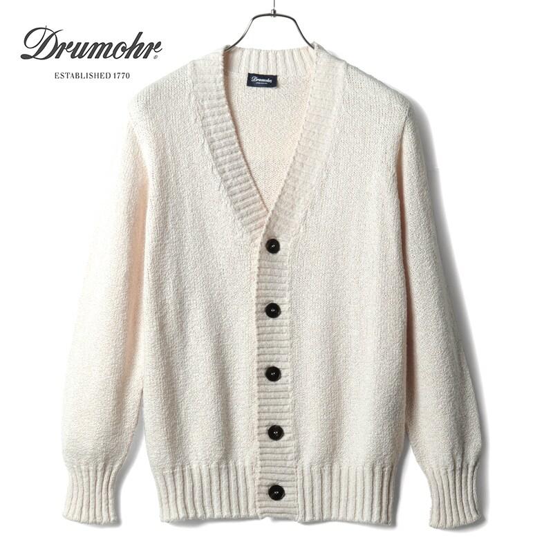 未使用 ドルモア Drumohr 鹿の子 コットンニット 54 アイボリー DRUMOHR（ドルモア） Loro PianaコットンミドルゲージシームレスV