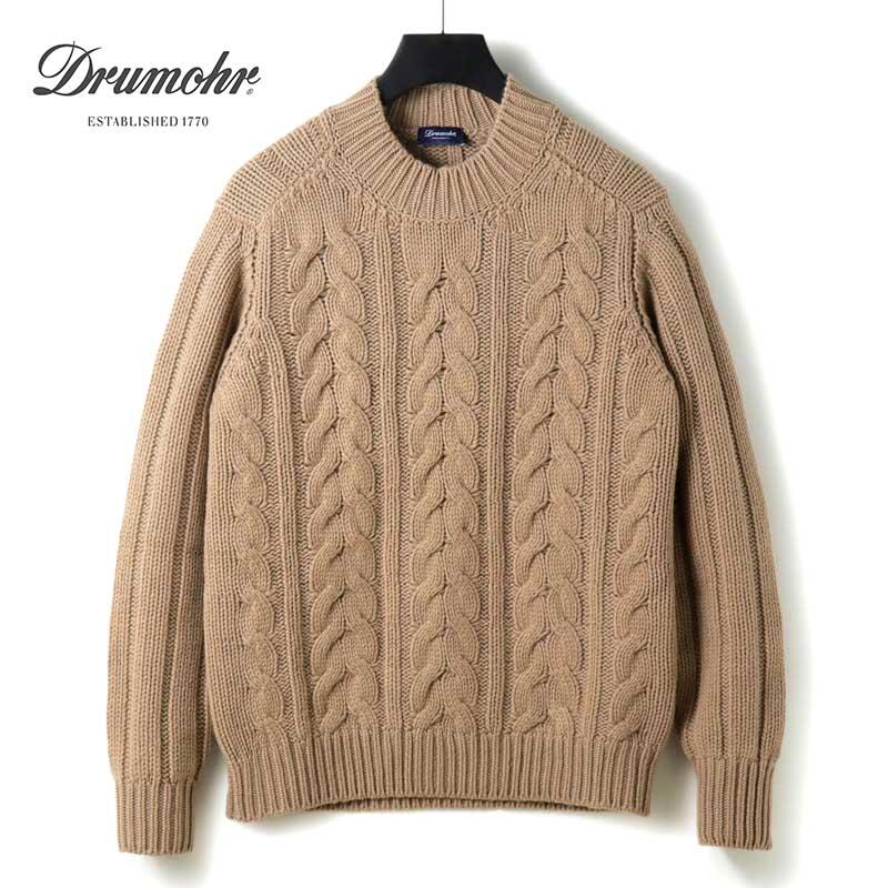 DRUMOHR（ドルモア） カシミヤローゲージケーブル編みクルーネック 
