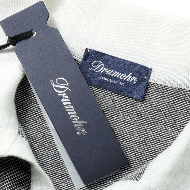 Drumohr / ドルモア コットンメランジハイゲージ半袖スキッパーニットポロシャツ(D0G346PP) （ブラック×ホワイト）の画像