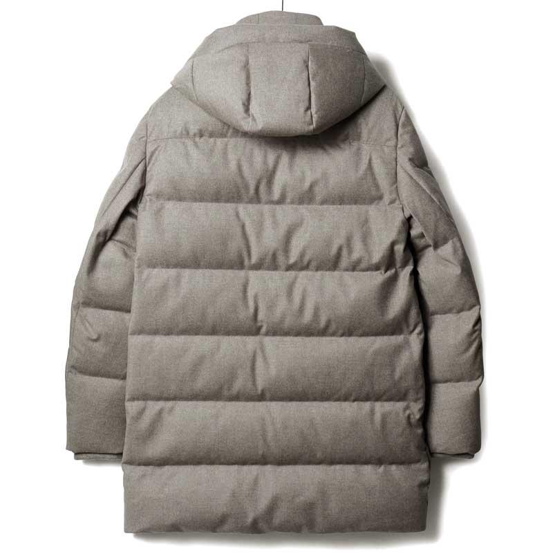 DUNO ATTIC / デュノ アティック ウールカシミヤフランネルデタッチャブルフーデッドダウンコート(TITAN/LEVICO) （グレージュ）の画像