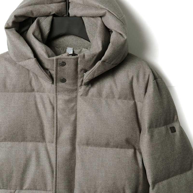 DUNO ATTIC / デュノ アティック ウールカシミヤフランネルデタッチャブルフーデッドダウンコート(TITAN/LEVICO) （グレージュ）の画像