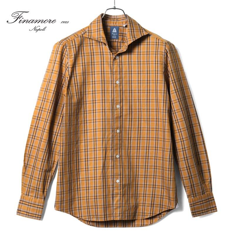 Finamore フィナモレ 長袖チェックシャツ 40 / イタリア Finamore 