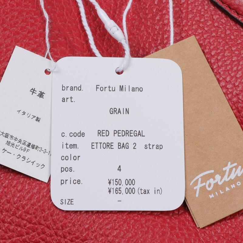 Fortu milano / フォルツミラノ グレインカーフレザー2WAYトートバッグ(ETTORE BAG 2 strap) （レッド）の画像