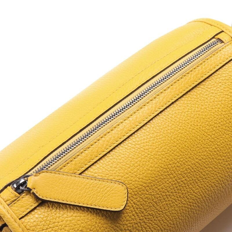 Fortu milano / フォルツミラノ グレインカーフレザーバレル型ショルダーバッグ(LA LINA BAG) （イエロー）の画像