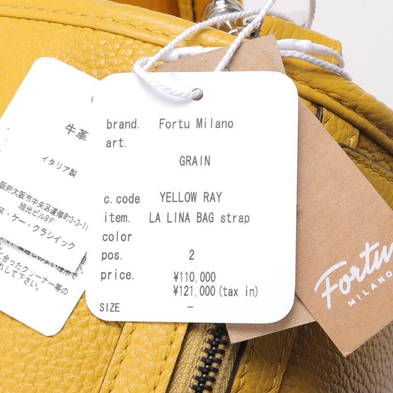Fortu milano / フォルツミラノ グレインカーフレザーバレル型ショルダーバッグ(LA LINA BAG) （イエロー）の画像