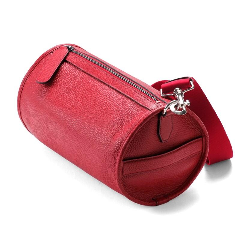 Fortu milano / フォルツミラノ グレインカーフレザーバレル型ショルダーバッグ(LA LINA BAG) （レッド）の画像