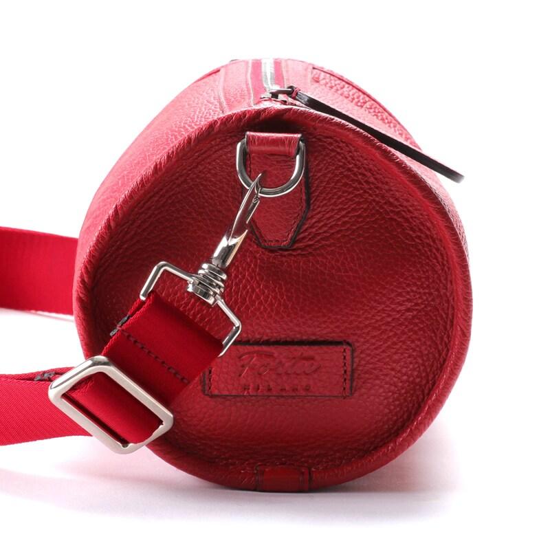 Fortu milano / フォルツミラノ グレインカーフレザーバレル型ショルダーバッグ(LA LINA BAG) （レッド）の画像
