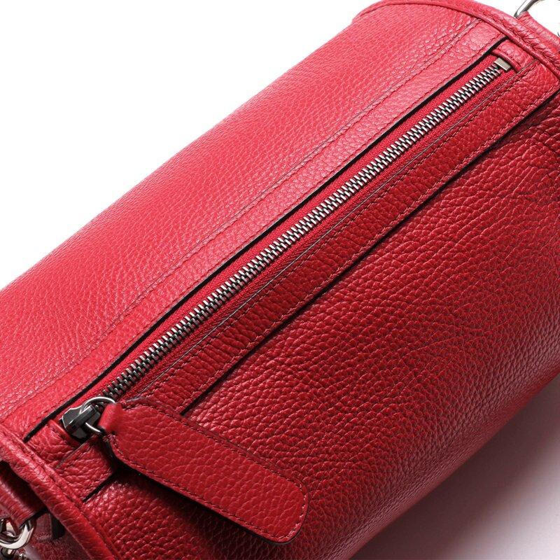Fortu milano / フォルツミラノ グレインカーフレザーバレル型ショルダーバッグ(LA LINA BAG) （レッド）の画像
