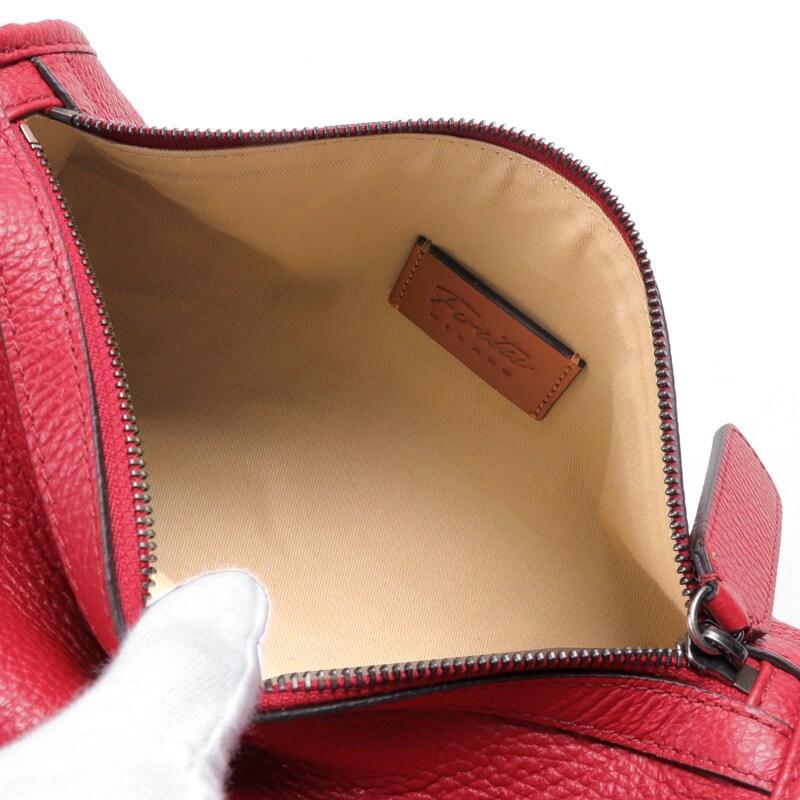 Fortu milano / フォルツミラノ グレインカーフレザーバレル型ショルダーバッグ(LA LINA BAG) （レッド）の画像